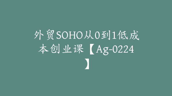 外贸SOHO从0到1低成本创业课【Ag-0224】