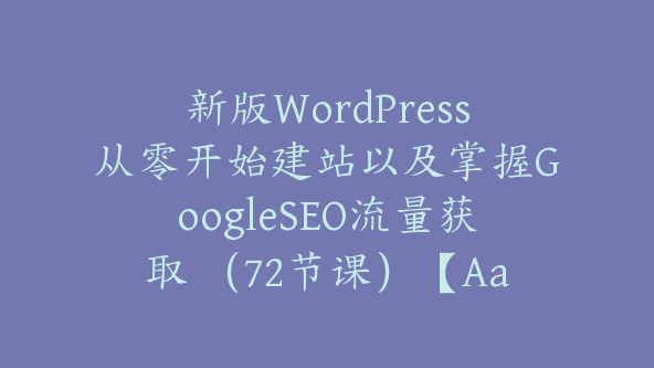 新版WordPress从零开始建站以及掌握GoogleSEO流量获取 （72节课）【Aa-0090】